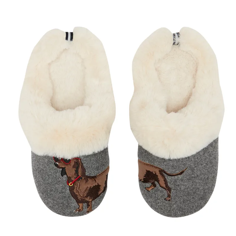 Joules Womens Dreamwell Slip On Slippers Xmas Dogs 